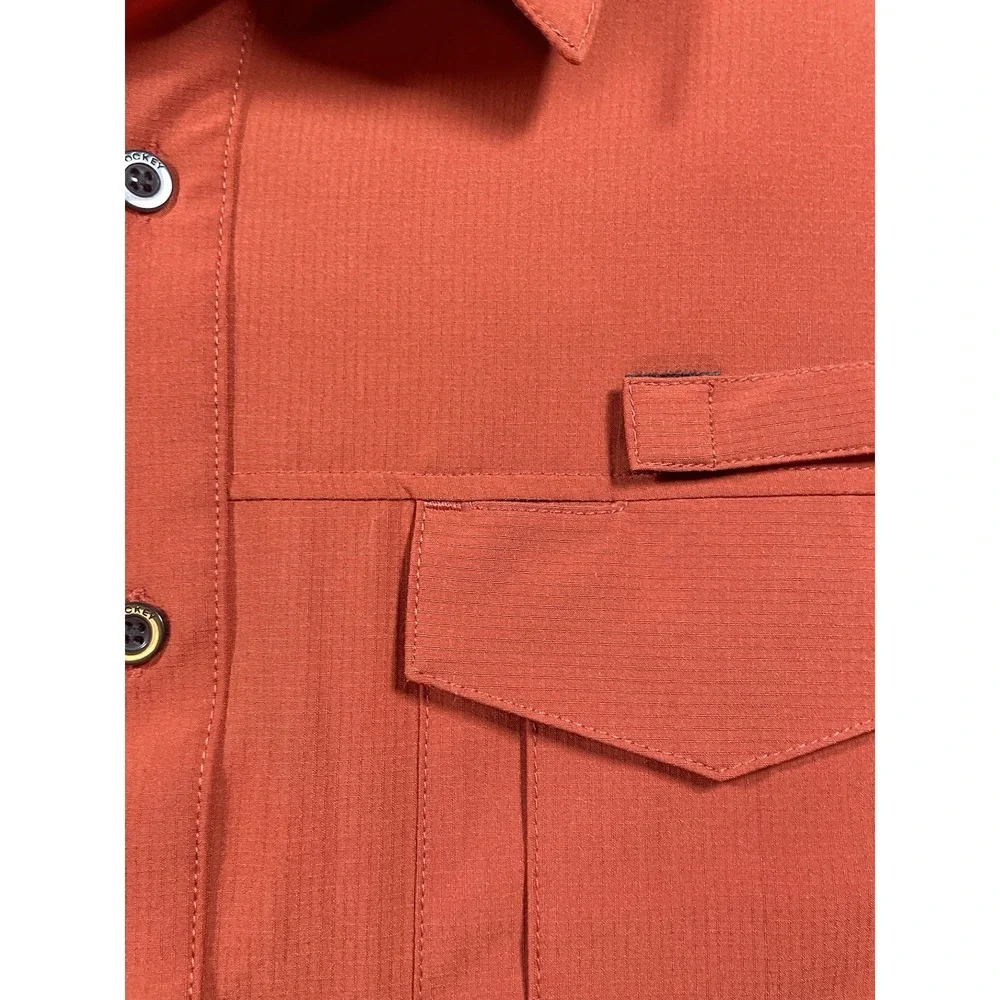 Jockey Outdoors Long Sleeve Button-Up Performance Tech Shirt M Burnt Orange